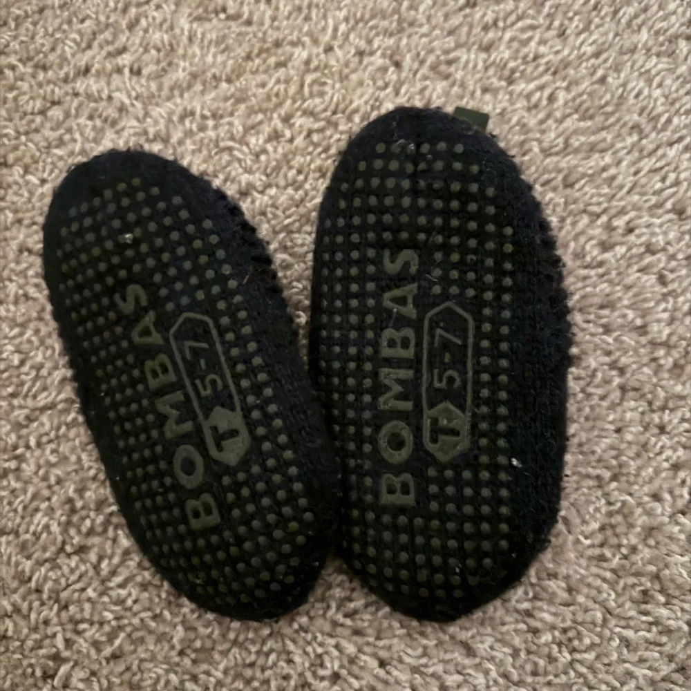 Bombas Black Knit Toddler Slippers with Grip Sole